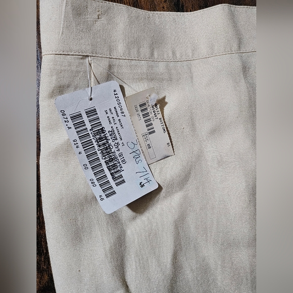 New Vintage Oatmeal Cream Flax Linen Pencil Skirt 46 Medium - Picture 10 of 11